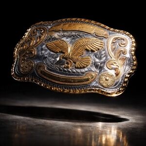 Vintage Eagle Western Belt Buckle Gold Silver Tone  Cowboy Rodeo St
